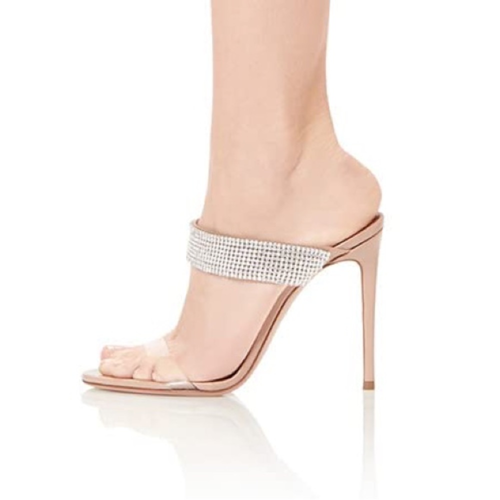 NEW Aquazzura Nude PVC & Crystal High Heel Sandals 39.5 (8.5-9.5), $1190 Retail - Picture 1 of 14